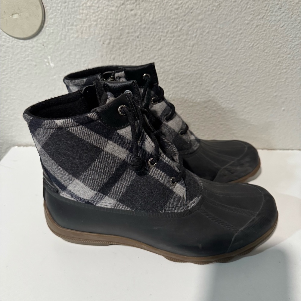 SPERRY Syren Gulf Duck Boots black multi checkered size 9 - Picture 2 of 13